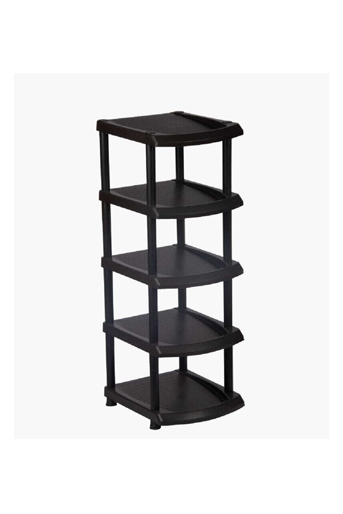 Naturawin 5 Katlı Dar Ayakkabılık Plastik-Siyah