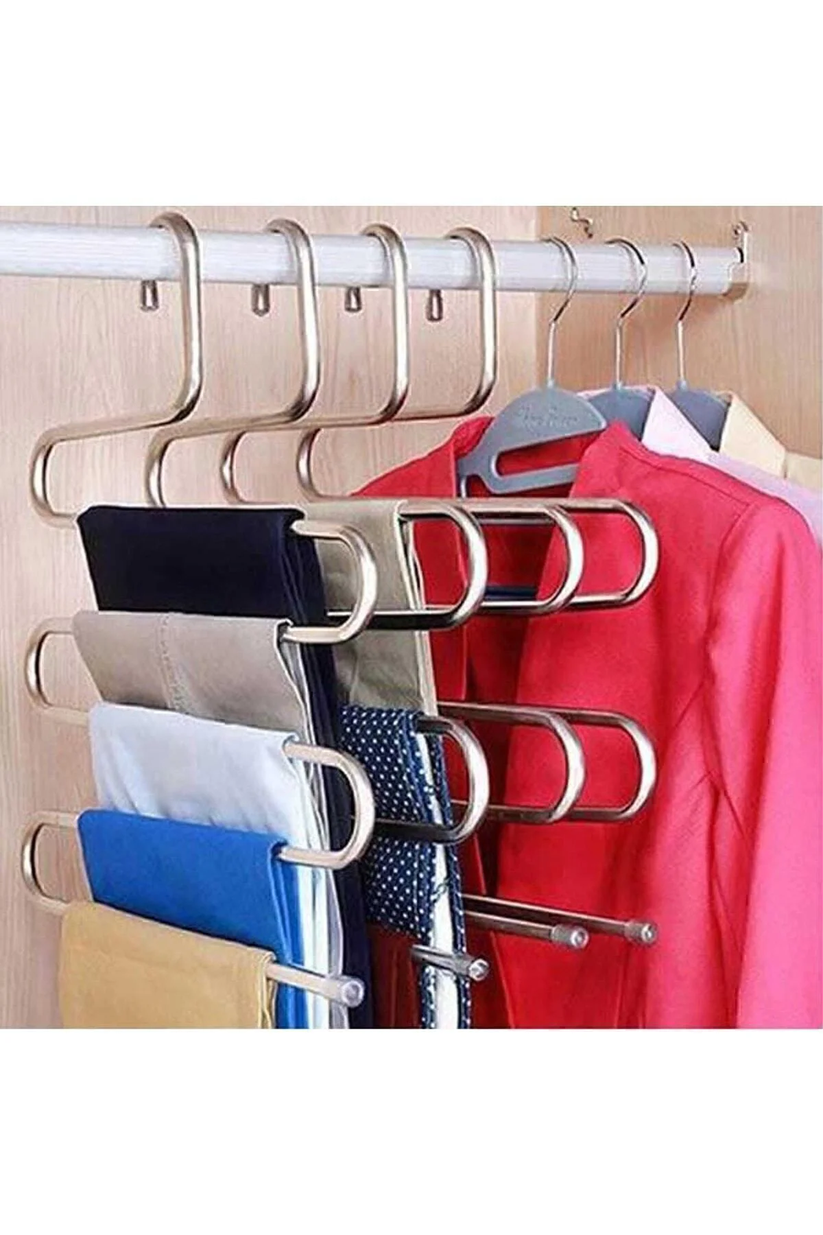 5 Katlı Metal Pantolon Askısı Dolap Elbise Askısı Giysi Eşarp Fular Havlu Kravat Düzenleyici
