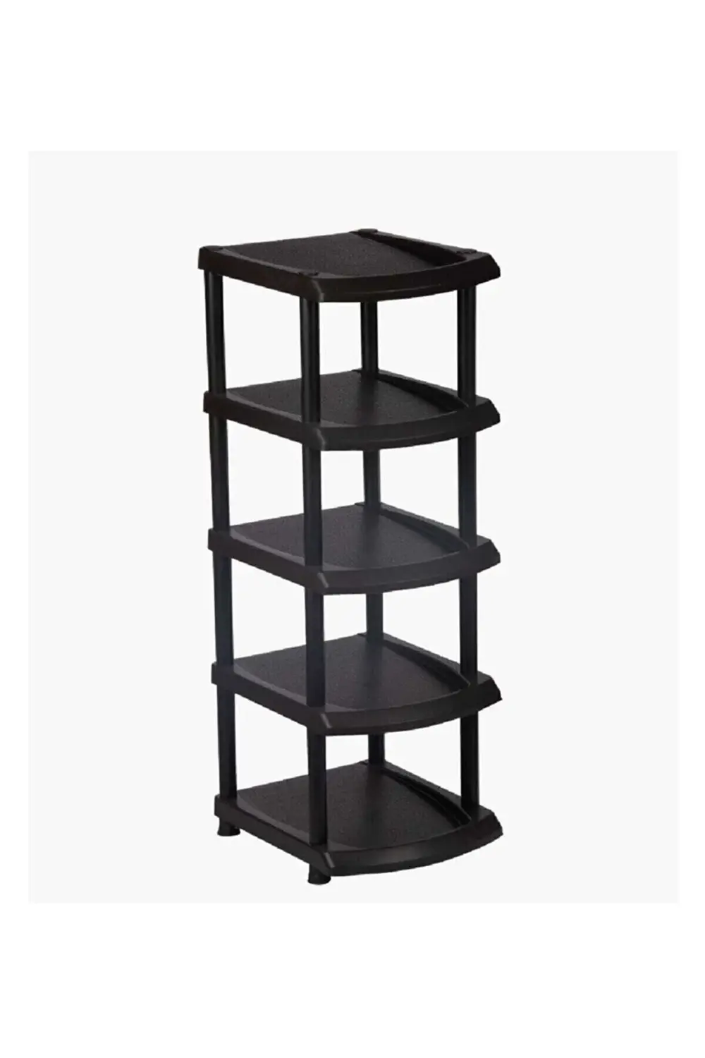 5 Katlı Tekli Siyah Plastik Ayakkabılık - Yer Tasarrufu Ve Ekonom