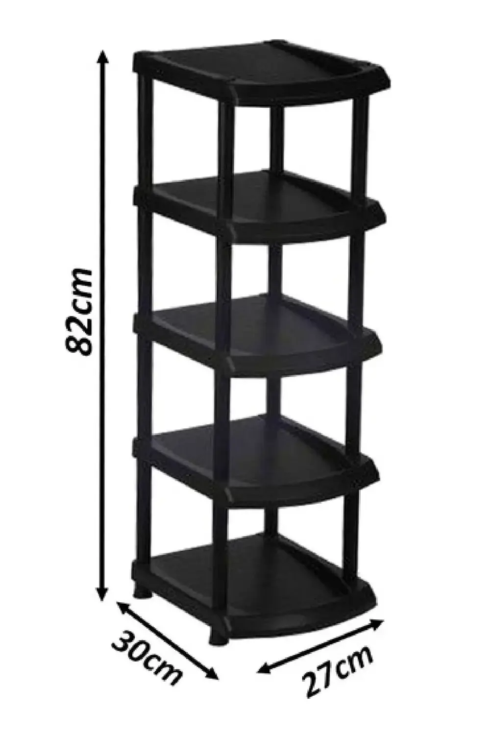 Ferah Plastik 5 Katlı Tekli Siyah Plastik Ayakkabılık - Yer Tasarrufu Ve Ekonom