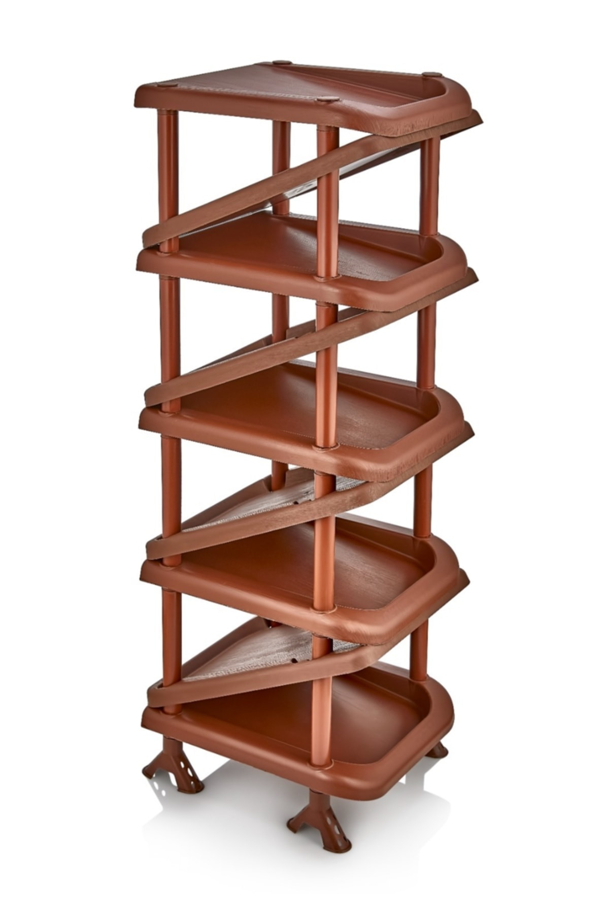 Cepavm 5 Katlı Zikzak Ayakkabılık Plastik-Kahve