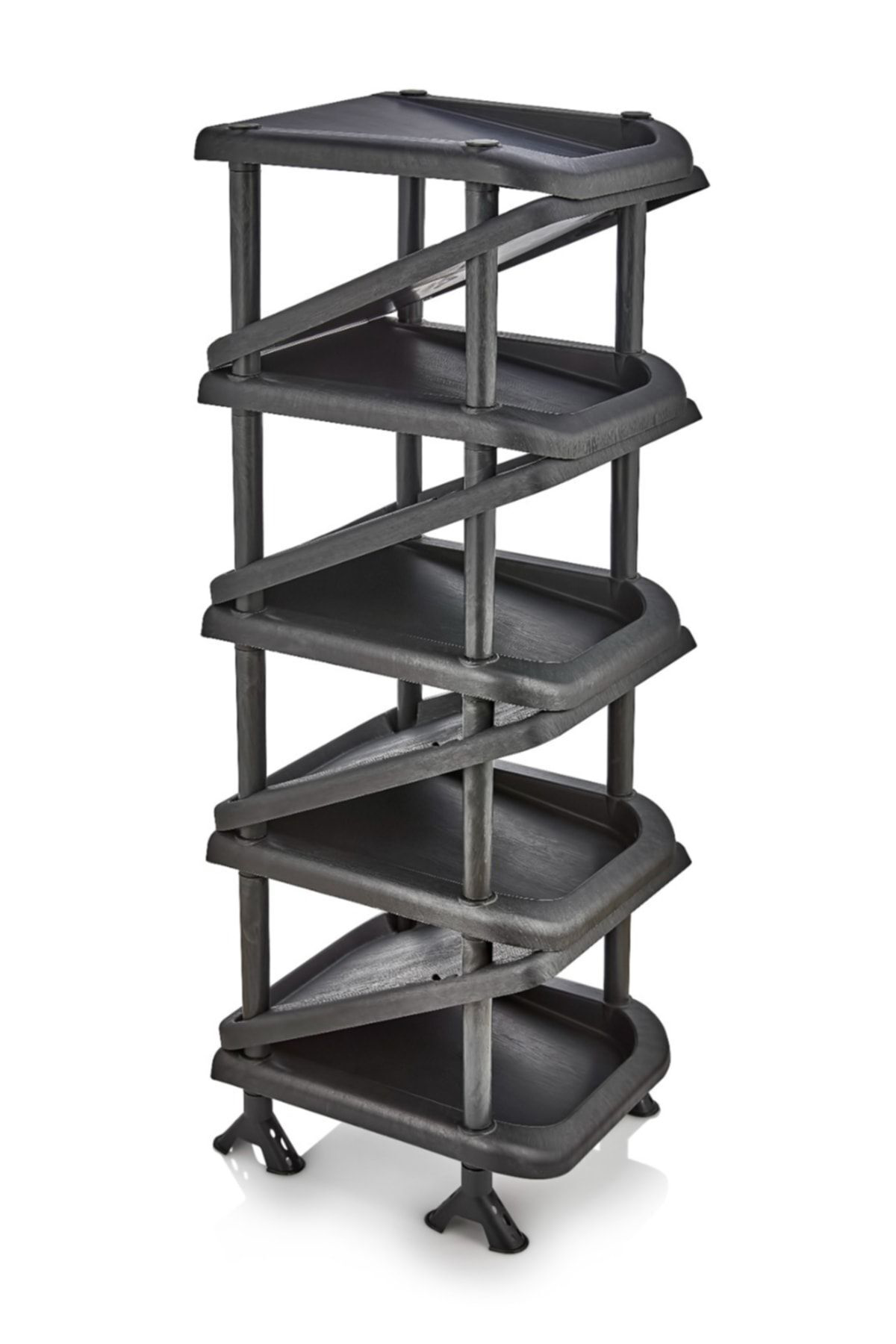 Cepavm 5 Katlı Zikzak Ayakkabılık Plastik-Siyah