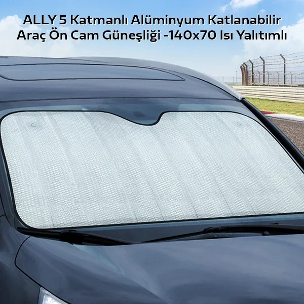 5 Katmanlı Alüminyum Katlanabilir Araç Ön Cam Güneşliği - 140x70 Isı Yalıtımlı