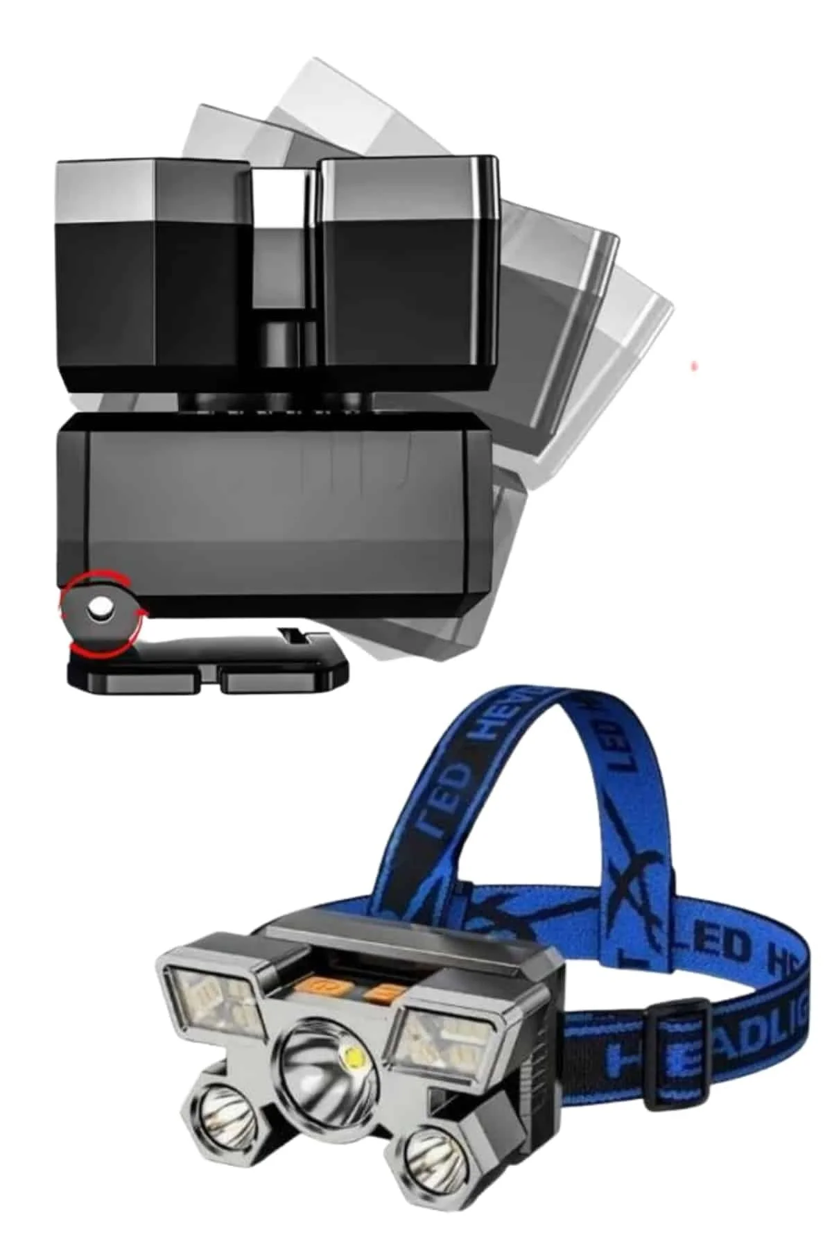 5 Led Far Şarj Edilebilir Güçlü Kafa Lambası Kamp Lambası 4 Modlu - Görsel 2