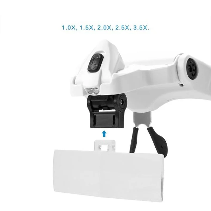 5 Lens 1.0X-3.5X 2Led Işıklı İle Ayarlanabilir Gözlük Büyüteç 9892B2 5 Lens 1.0X-3.5X 2Led Işıklı İle Ayarlanabilir Gözlük Büyüteç 9892B2