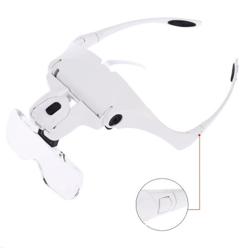 5 Lens 1.0X-3.5X 2Led Işıklı İle Ayarlanabilir Gözlük Büyüteç 989