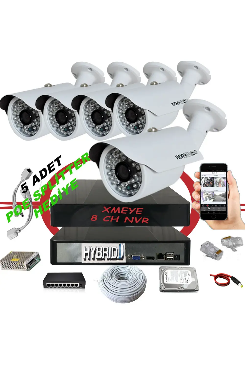 5' li 5 MP 1940P Sensör 6 Megapiksel Sony Lens Metal Kasa IP Güve