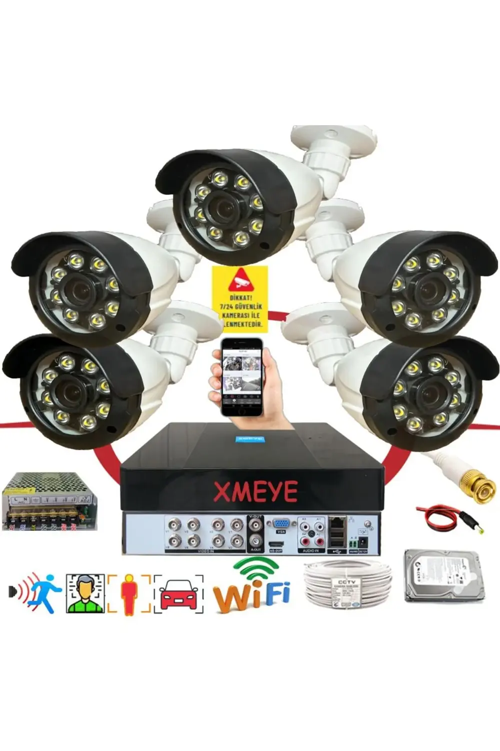 5 li Araç İnsan Yüz Tanımalı Hareket Algılayan 5 MP Lens 8 Warm L