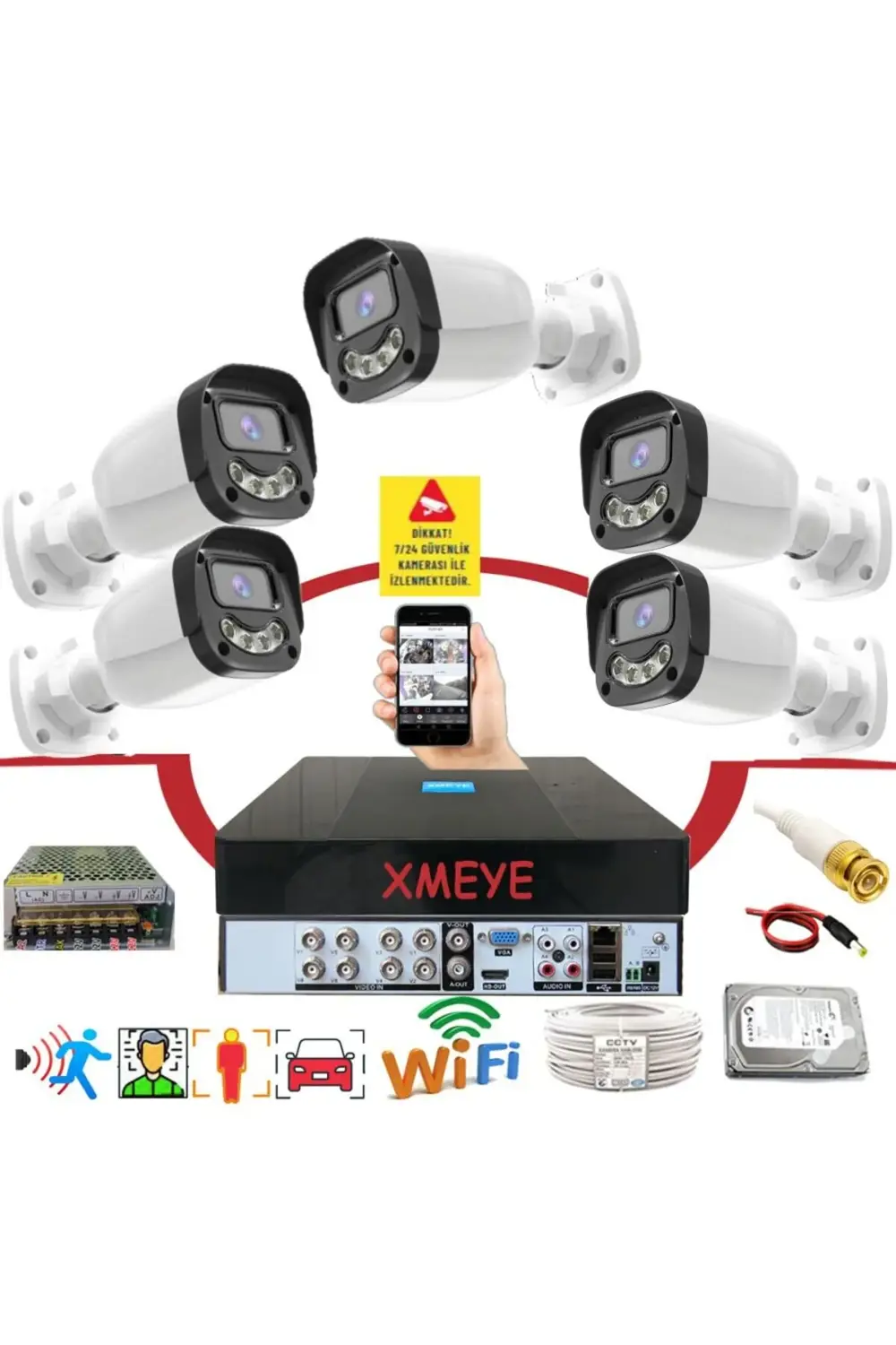 5 li Araç İnsan Yüz Tanımalı Hareket Algılayan 5 MP Lens 4 Warm L