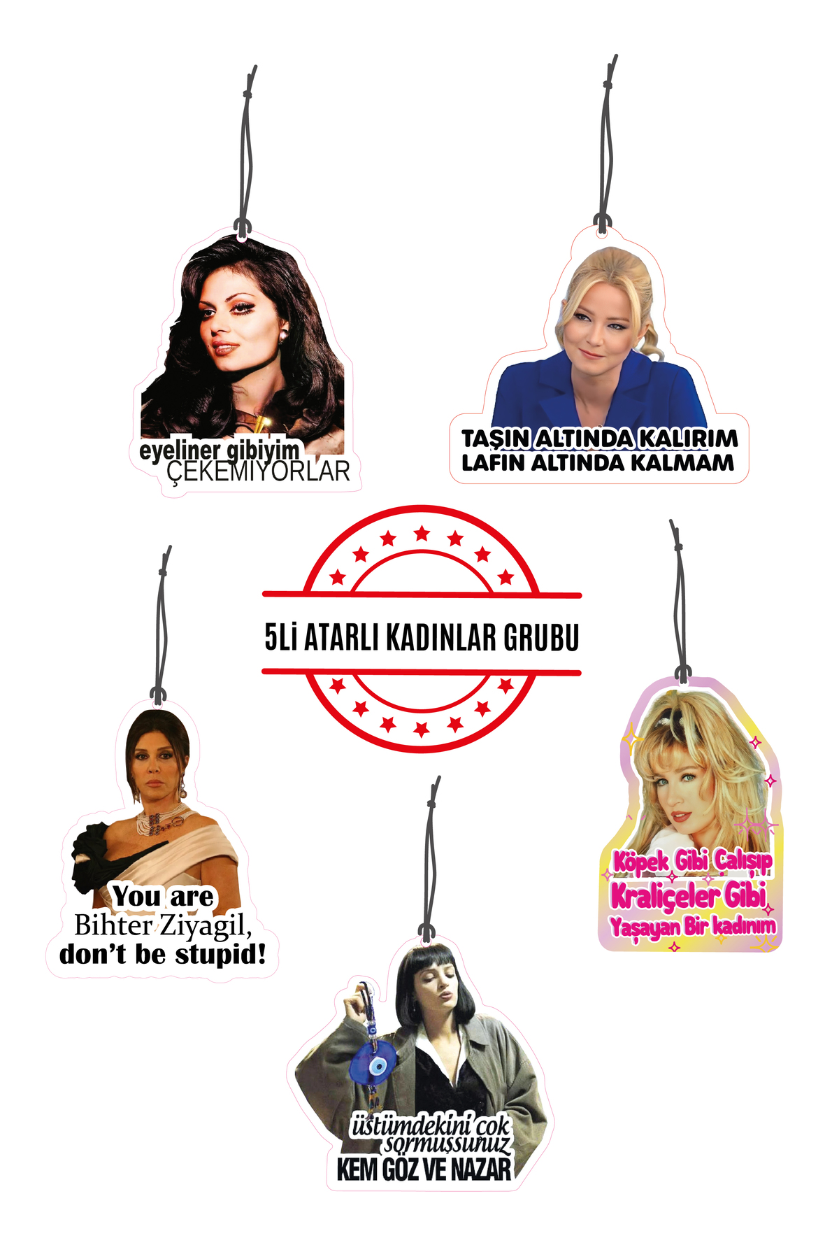 5 li Atarlı Kadınlar Serisi Görselli Hediye Konseptli Oto Kokusu 