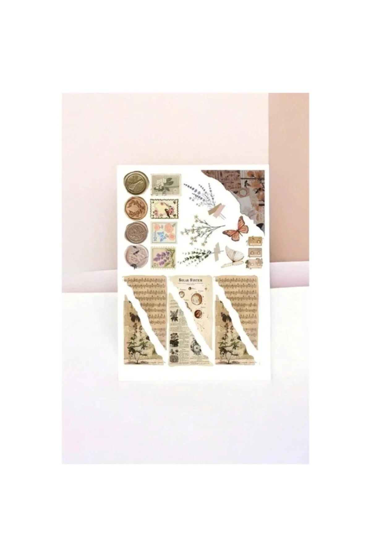 5 Li Brown Vintage Temalı Sticker Paketi/Bullet Journal Defter Çıkartma Ajanda Laptop E