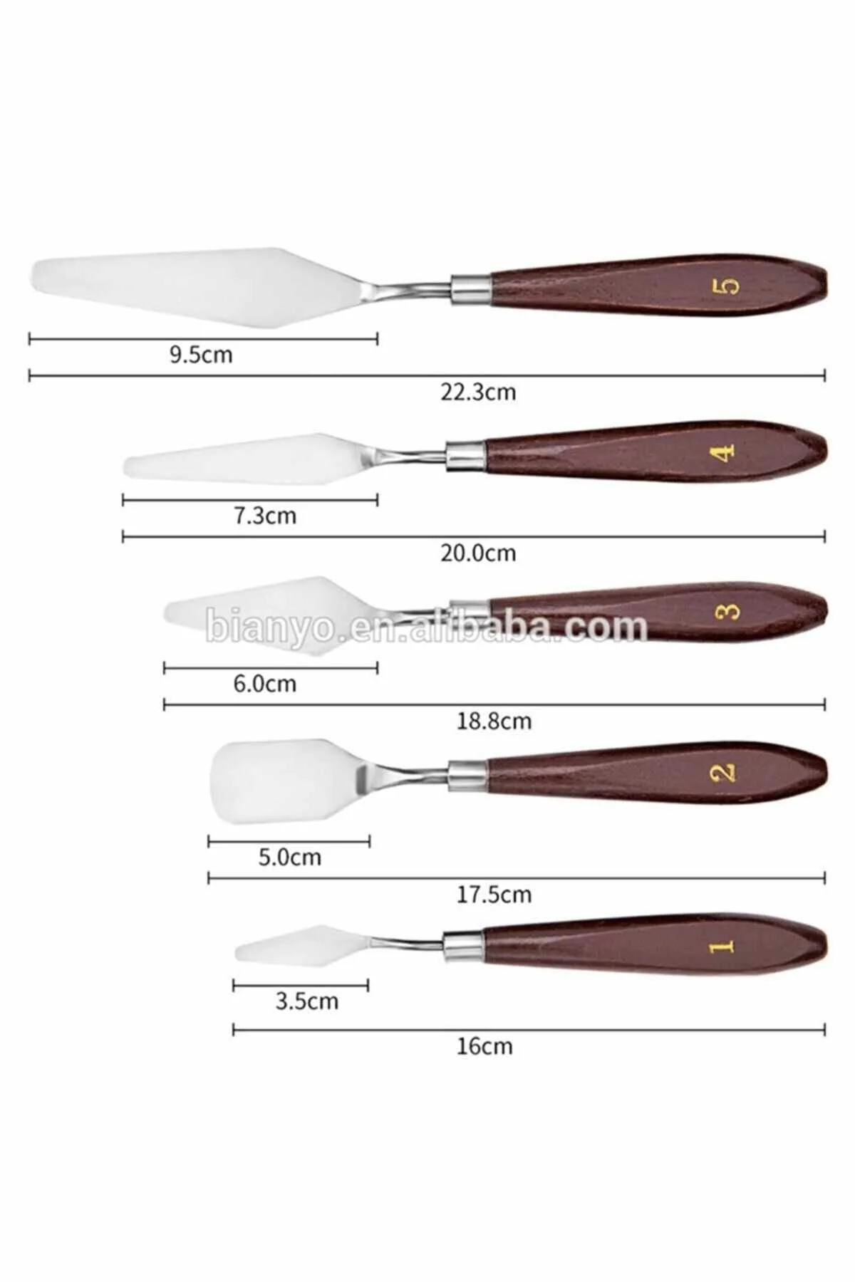 5 Li Metal Spatula Seti Zemin Fırçası Boya Fırçası Akrilik Yağlı 