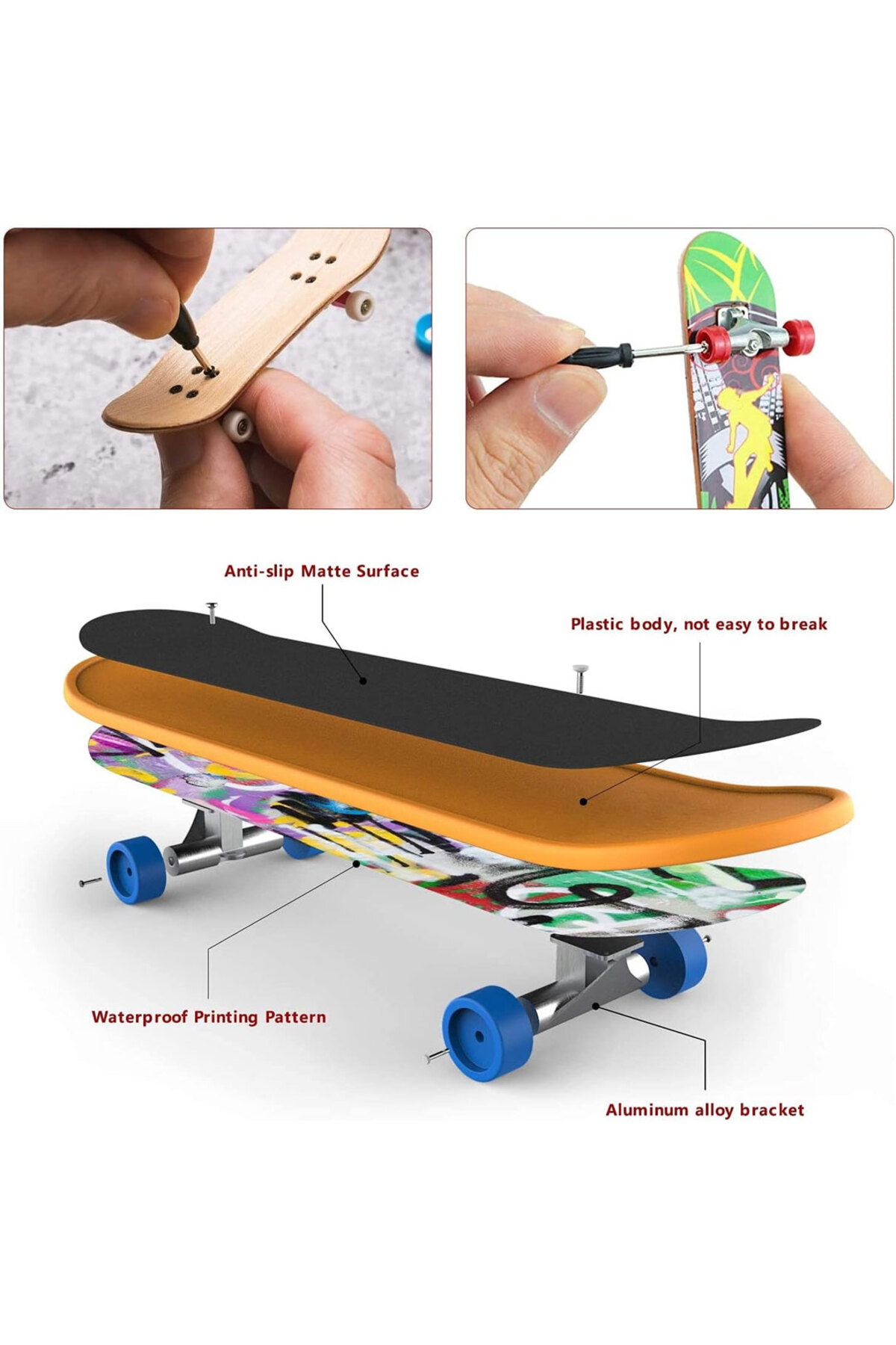 Oyuncak Store 5 Li Parmak Kaykay Başlangıç Seti Skatebord 36 Pcs Söktak Anahtar