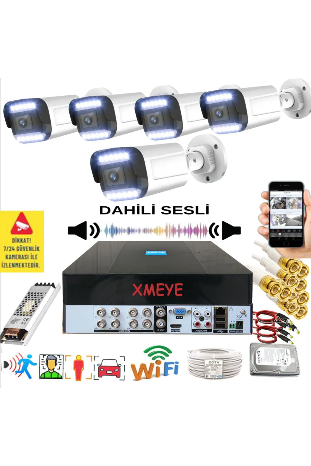 5 li Sesli Araç İnsan Yüz ve Hareket Algılayan 5 MP Lens 12 Warm 