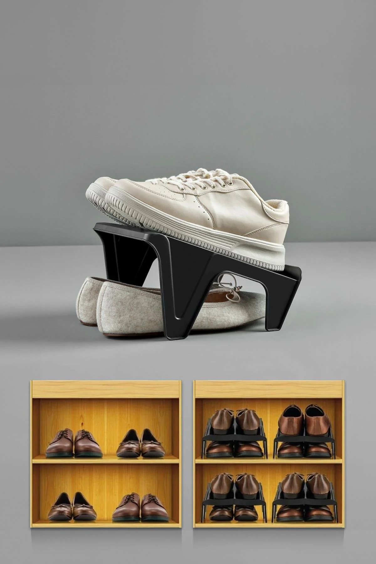 5 Li Set Çiftli Ayakkabı Rampası & Ayakkalık Düzenleyici & Organi