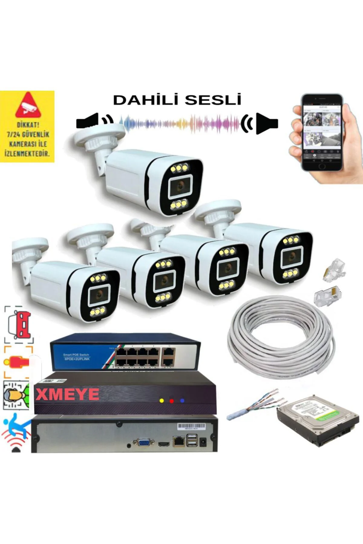 5 li Yapay Zeka Destekli 5 MP Görüntü POE li Sesli 6 Warm Led Gec 5 li Yapay Zeka Destekli 5 MP Görüntü POE li Sesli 6 Warm Led Gec