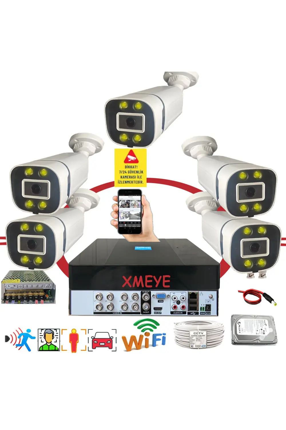 5 li Yapay Zeka Destekli Araç Yüz Ve İnsan Tanımalı Hareket Algıl