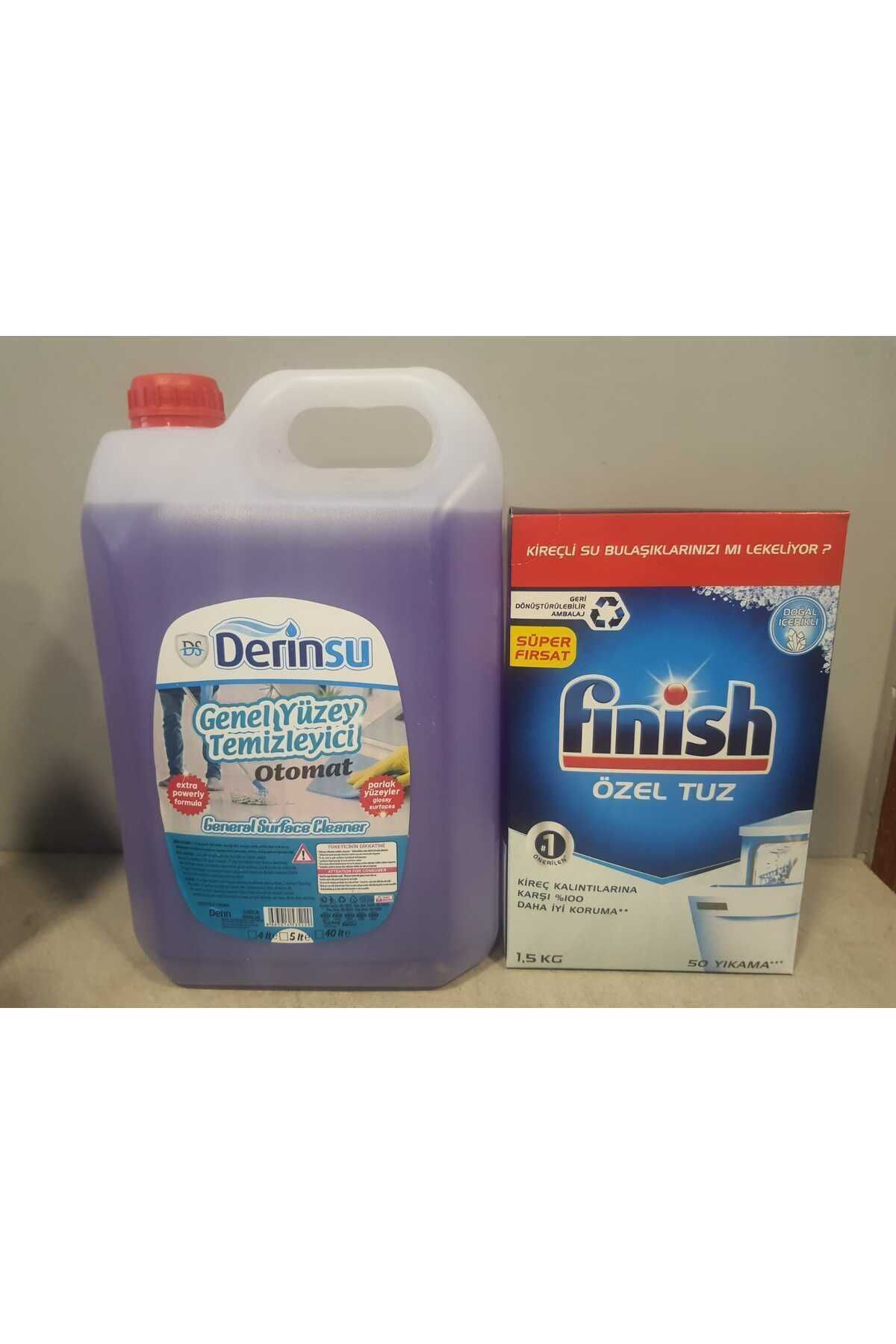 5 lt YÜZEY TEMİZLEYİCİ + Finish Kireç Kalıntılarına Karşı Koruyucu Bulaşık Makinesi Tuzu 1500 gr
