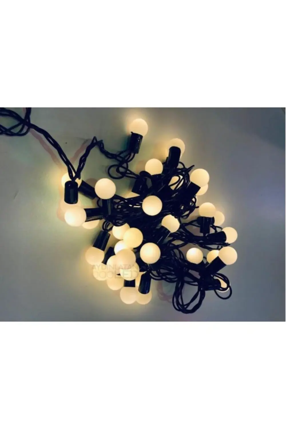 5 Metre 28 Mini Top Led Sarı Işık Fişli Siyah Kablo