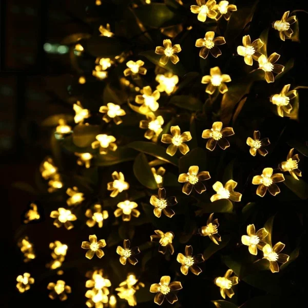 5 Metre 50 LED Papatya Güneş Enerjili Dekoratif Işık Zinciri
