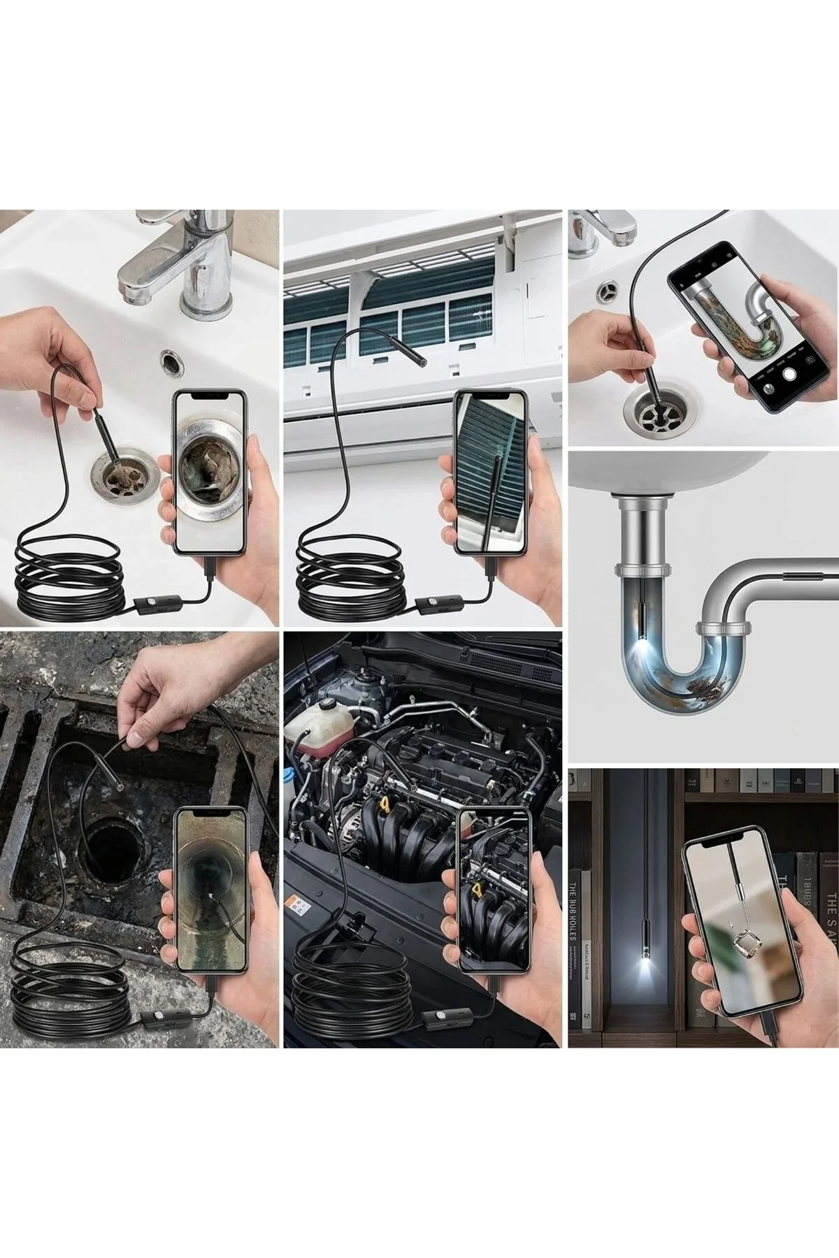 5 Metre Android Telefon Uyumlu 6 LED Işıklı Su Geçirmez Endoskop / Boroskop Yılan Kamera HD 5 Metre Android Telefon Uyumlu 6 LED Işıklı Su Geçirmez Endoskop / Boroskop Yılan Kamera HD - Görsel 3
