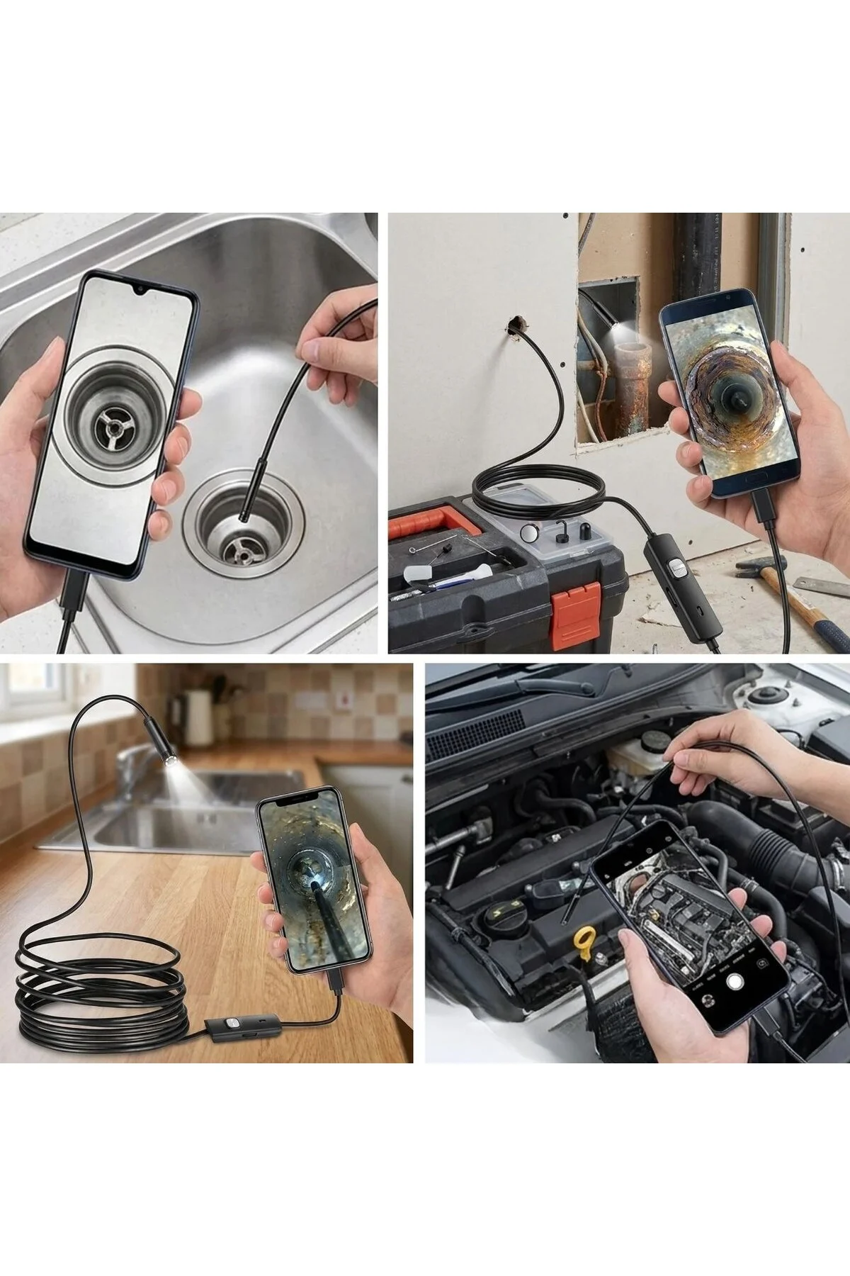 5 Metre Android Telefon Uyumlu 6 LED Işıklı Su Geçirmez Endoskop / Boroskop Yılan Kamera HD 5 Metre Android Telefon Uyumlu 6 LED Işıklı Su Geçirmez Endoskop / Boroskop Yılan Kamera HD - Görsel 2