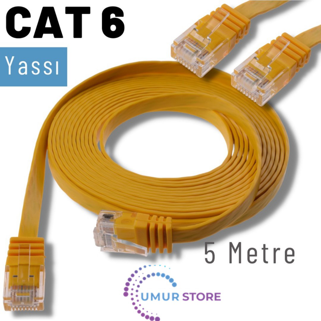 Herz 5 Metre Cat6 Kablo Yassı Ethernet Network Lan Ağ İnternet Kablosu