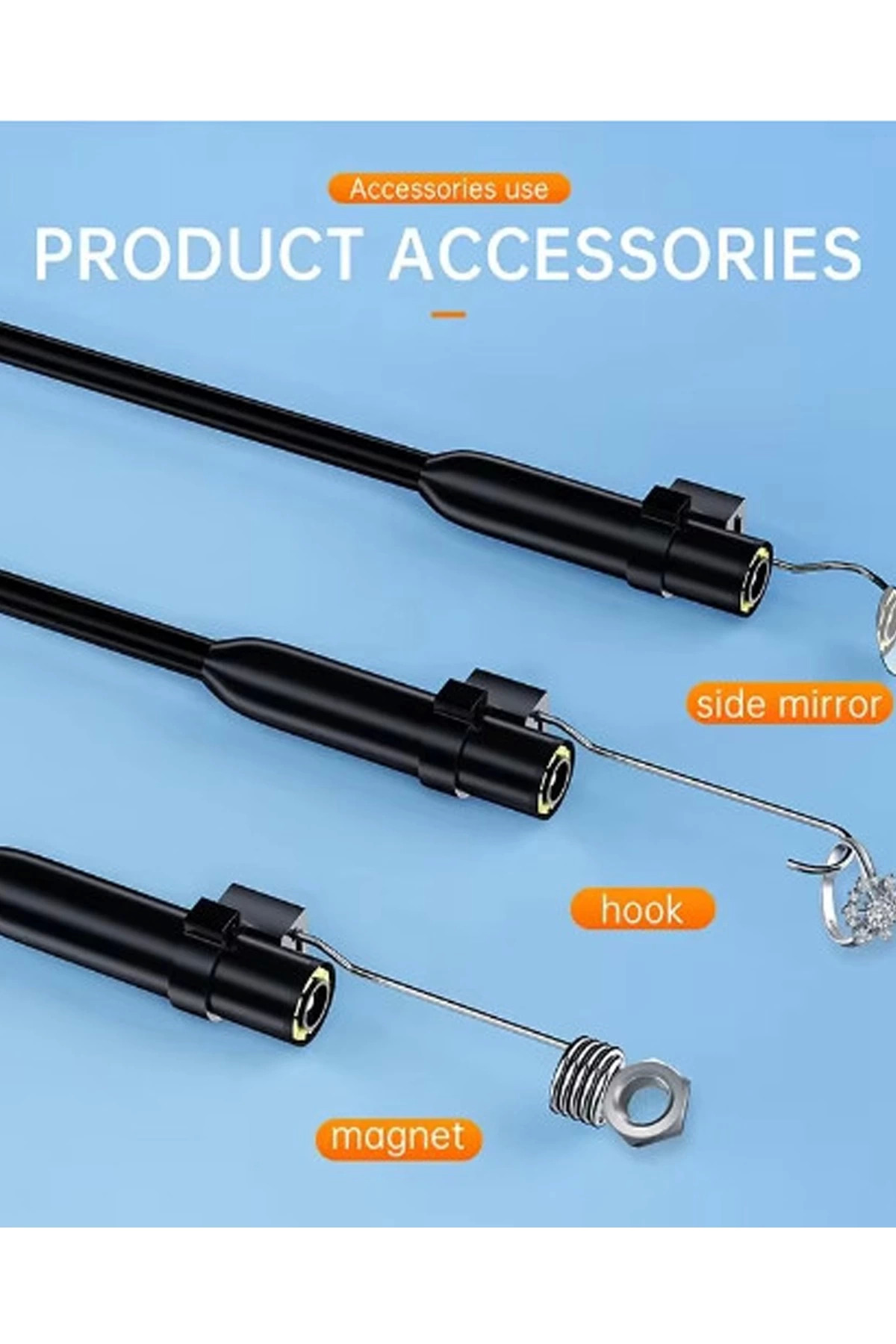 Butik 5 Metre Endoskop Yılan Video Kamera İos Ve Android Uyumlu Led’Li