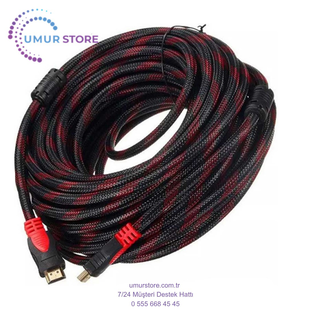 Herz 5 Metre İp Sargılı Örgülü 5Mt 5 Metre Hdmi Kablo 1.4V 4K Full Hd
