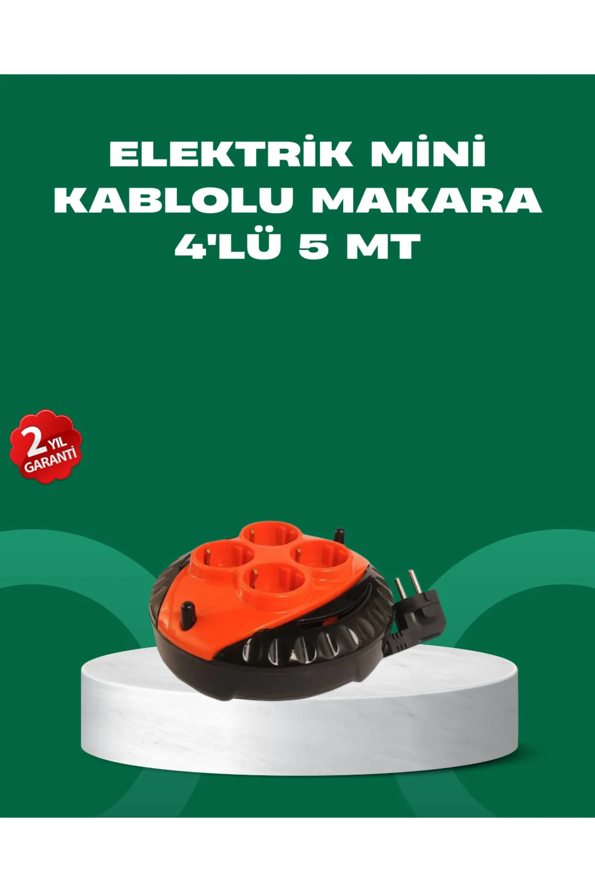 5 Metre Kablolu 4’lü Kırmızı Priz Makara
