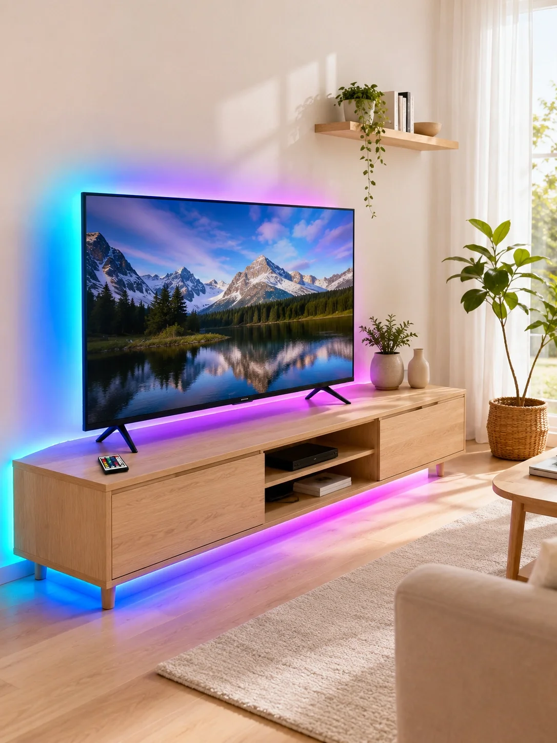 5 Metre Kumandalı RGB LED Şerit 2835 SMD Dekoratif TV Oda Masa Arkası Aydınlatma