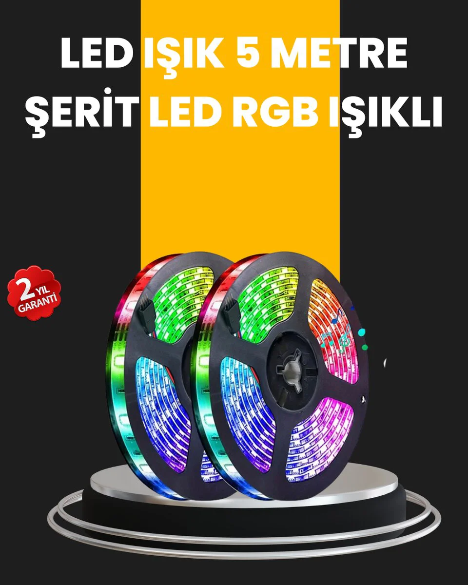 5 Metre Kumandalı Su Geçirmez Şerit LED - Dış Mekan ve İç Mekan Dekoratif Aydınlatma