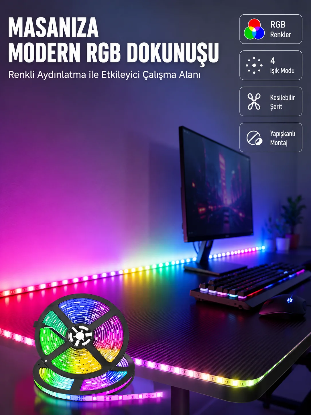 5 Metre Kumandalı Su Geçirmez Şerit LED 5 Metre Kumandalı Su Geçirmez Şerit LED
