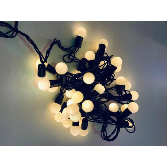 5 Metre Mini Top Led Sarı Işık Fişli Siyah Kablo
