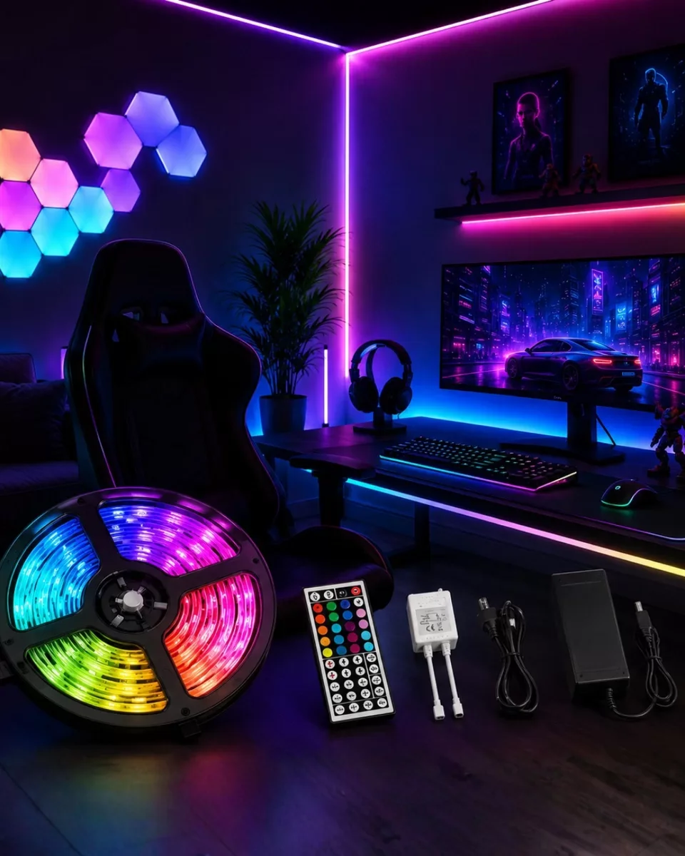 5 Metre RGB LED Şerit Kumandalı 5050 Renk Değiştiren LED Strip - Ev ve Oda Dekorasyonu İçin