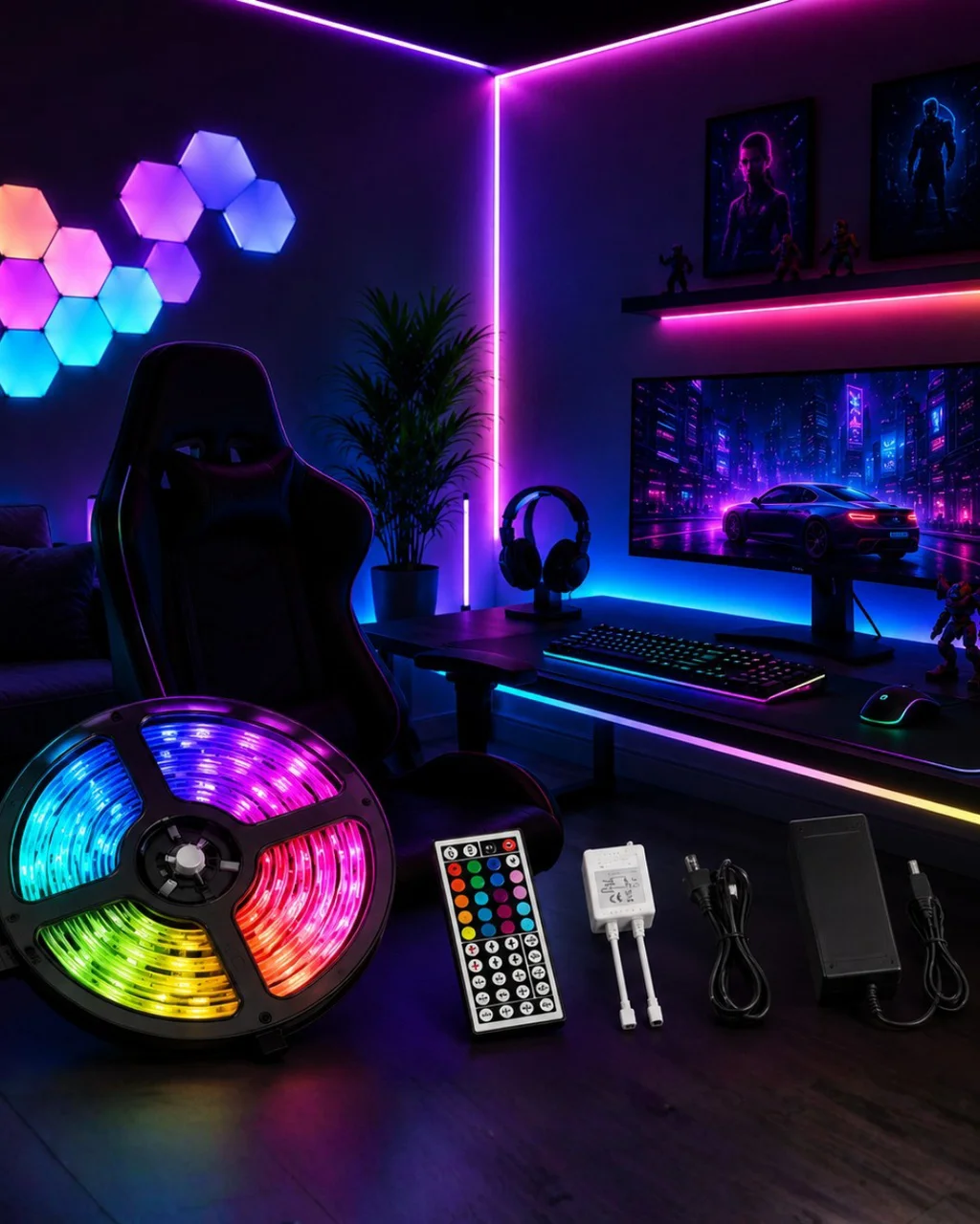 5 Metre Rgb Led Şerit Kumandalı 5050 Renk Değiştiren Led Strip - Lisinya Diğer