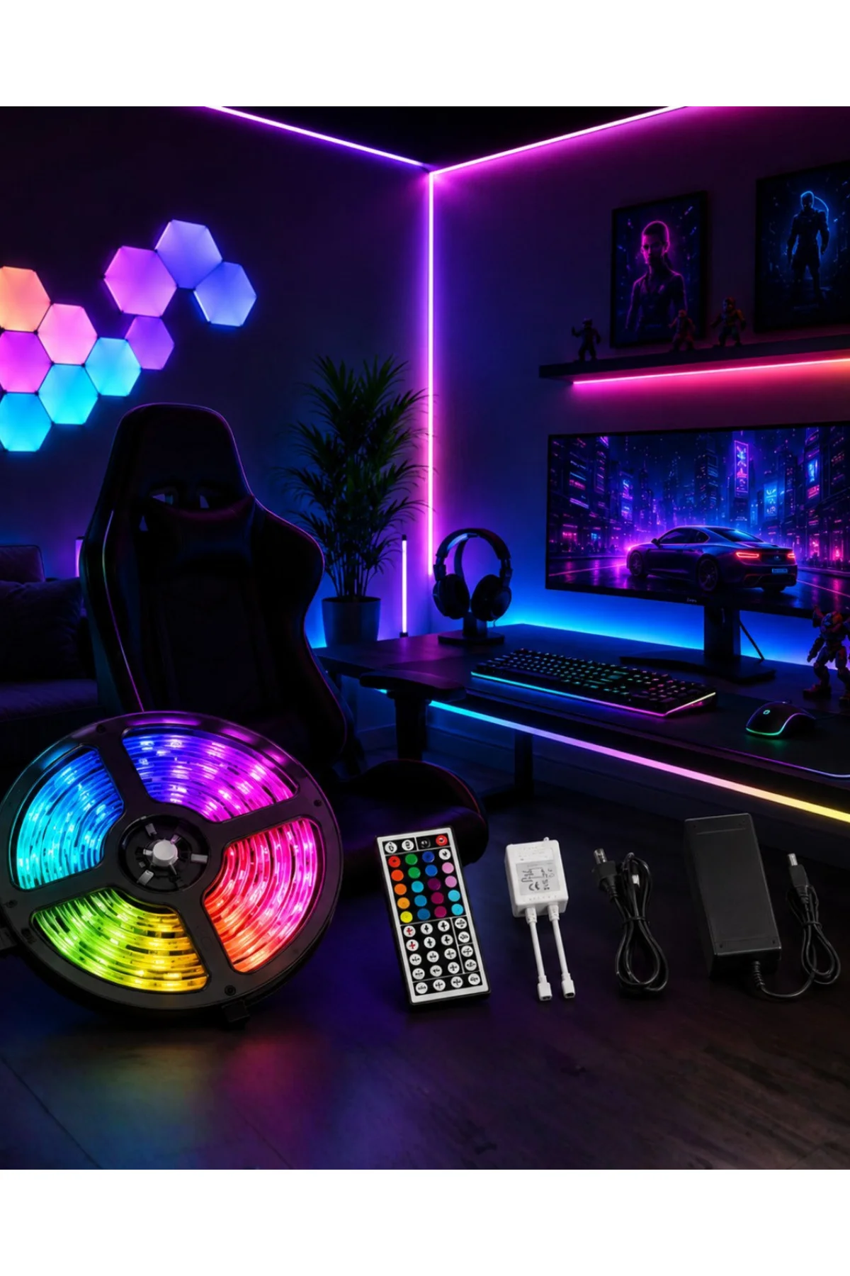 5 Metre RGB LED Şerit Kumandalı 5050 Renk Değiştiren LED Strip