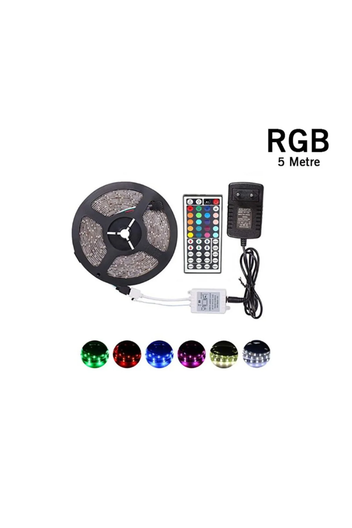 5 Metre Rgb Şerit Led Seti-İç ve Dış Mekan Silikonlu-Tak Çalıştır
