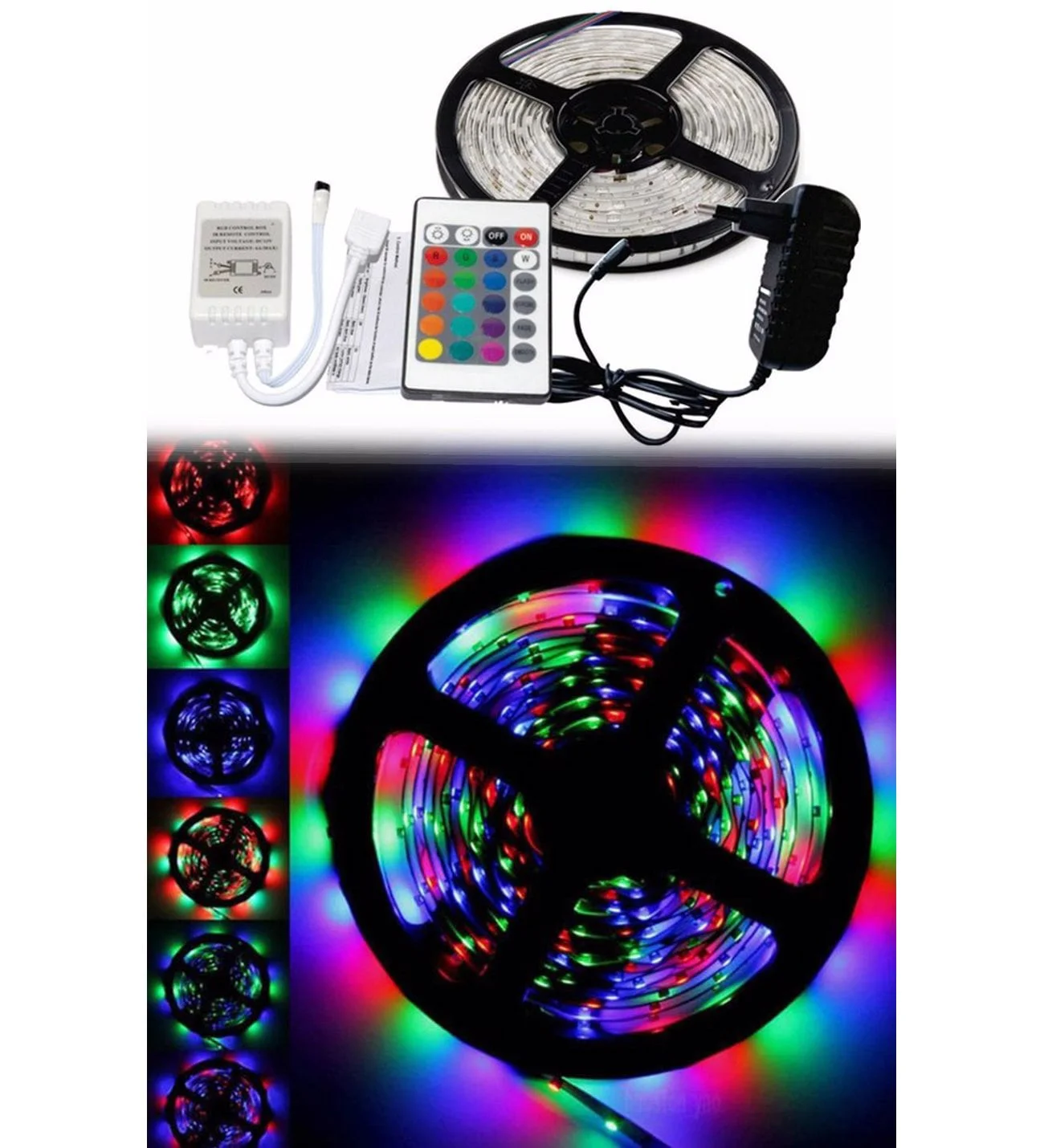 5 Metre Rgb Şerit Led Seti-İç ve Dış Mekan Silikonlu-Tak Çalıştır 5 Metre Rgb Şerit Led Seti-İç ve Dış Mekan Silikonlu-Tak Çalıştır