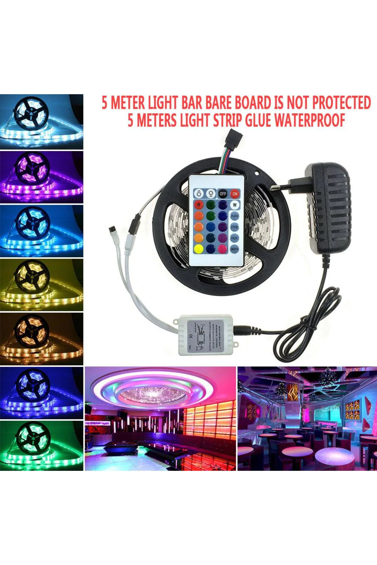 5 Metre Rgb Şerit Led Seti-İç ve Dış Mekan Silikonlu-Tak Çalıştır