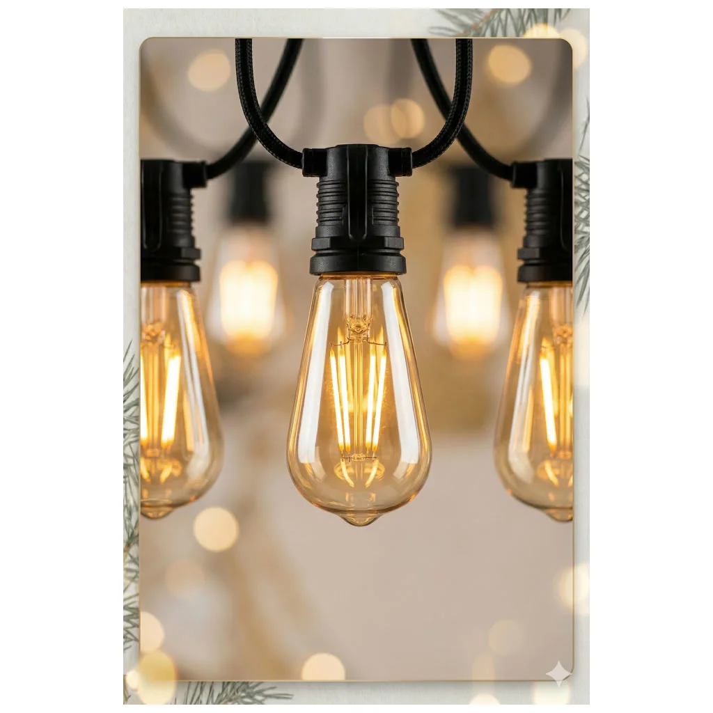 5 Metre Sabit Yanan Modlu 10 Ampul Parti Organizasyon Iç &amp; Dış Mekan 2700K LED Aydınlatma Uzatma Fişli