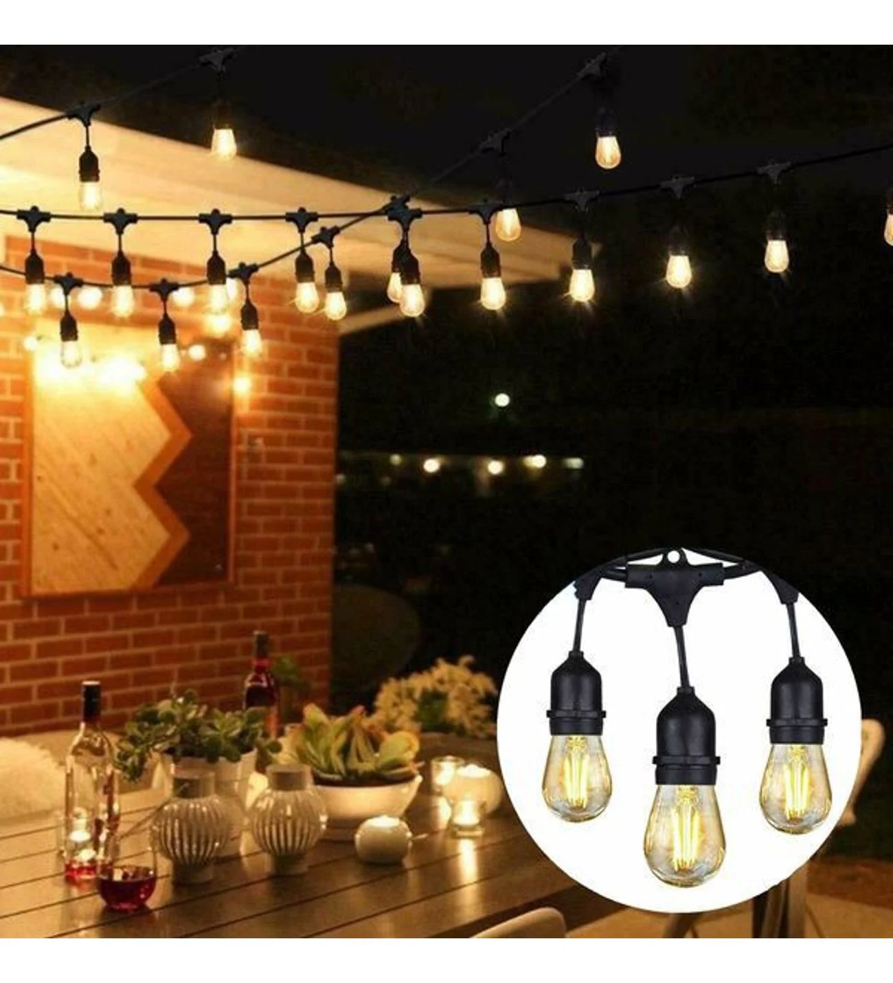 5 Metre Sabit Yanan Modlu 10 Ampul Parti Organizasyon Iç &amp; Dış Mekan 2700K LED Aydınlatma Uzatma Fişli