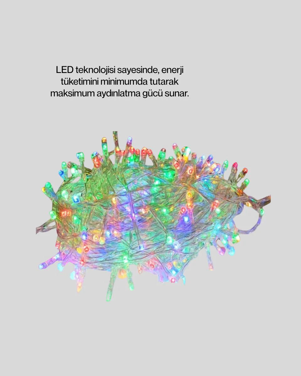 5 Metre Şeffaf Kablo LED Peri Işığı 50 Ampullü - Modern ve Enerji Tasarruflu Aydınlatma
