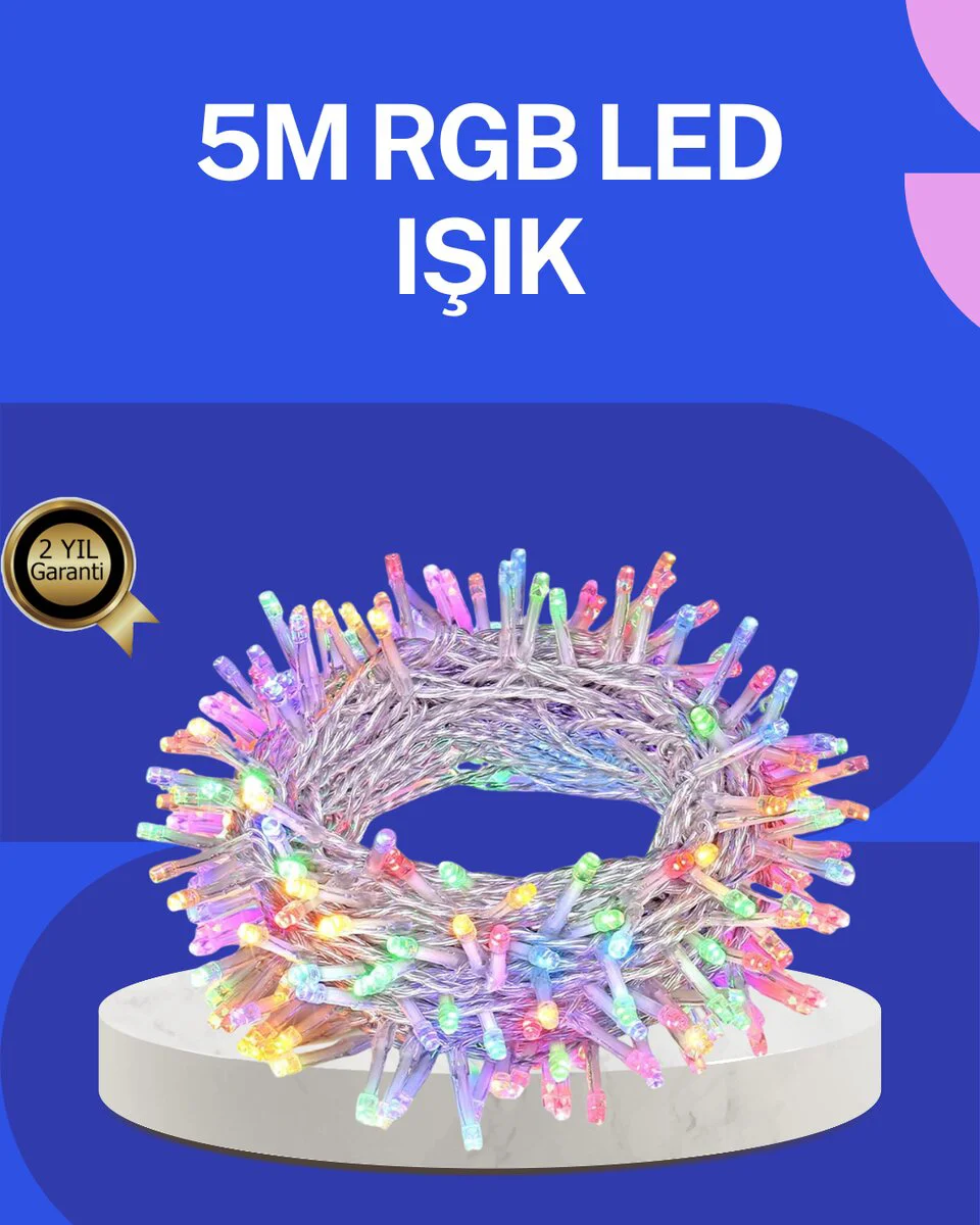 5 Metre Şeffaf Kablo LED Peri Işığı 50 Ampullü - Modern ve Enerji Tasarruflu Aydınlatma