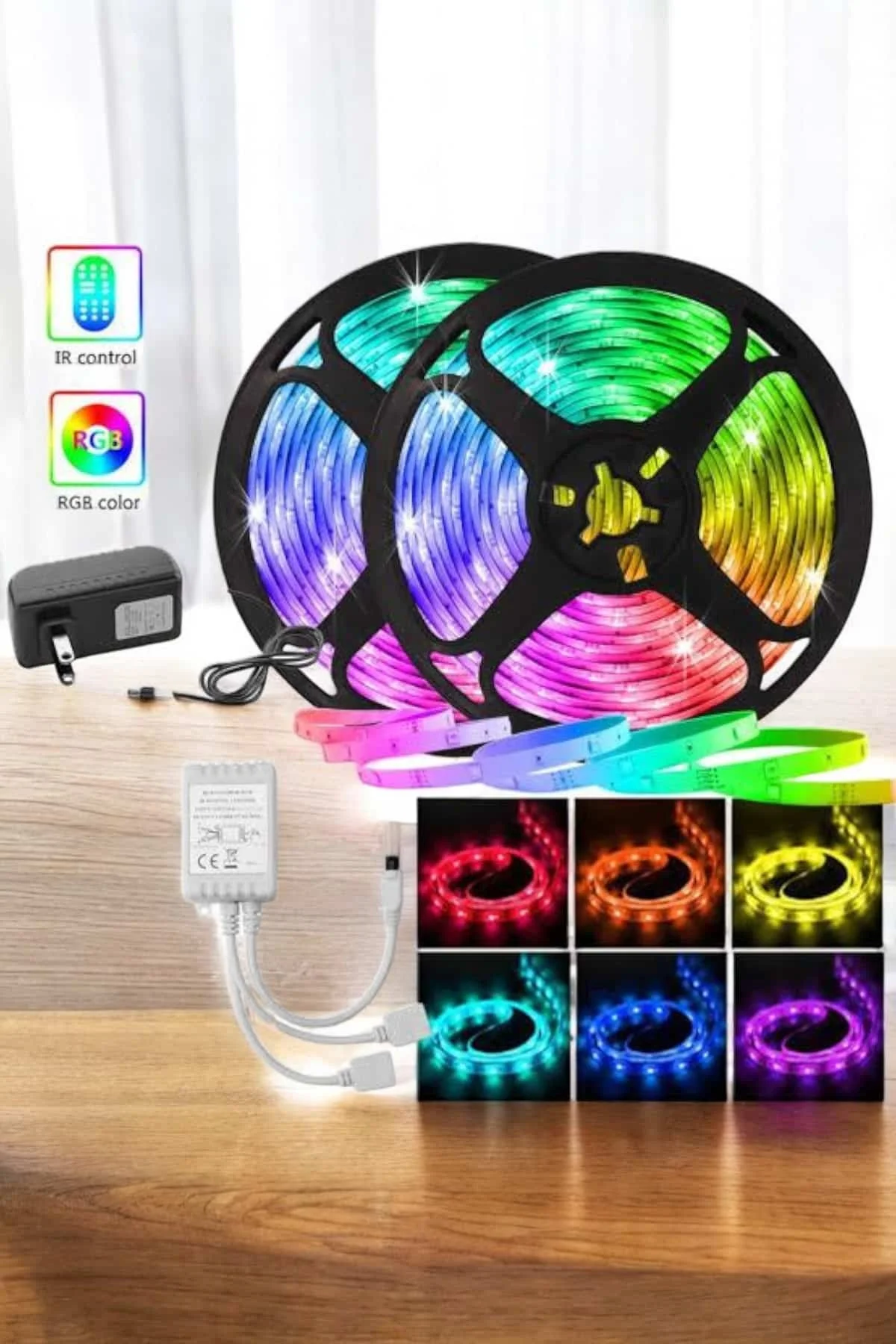 5 Metre Şerit Led Rgb Işıklı Kumandalı Güç Adaptörü Her Ortama Uygun - Görsel 5