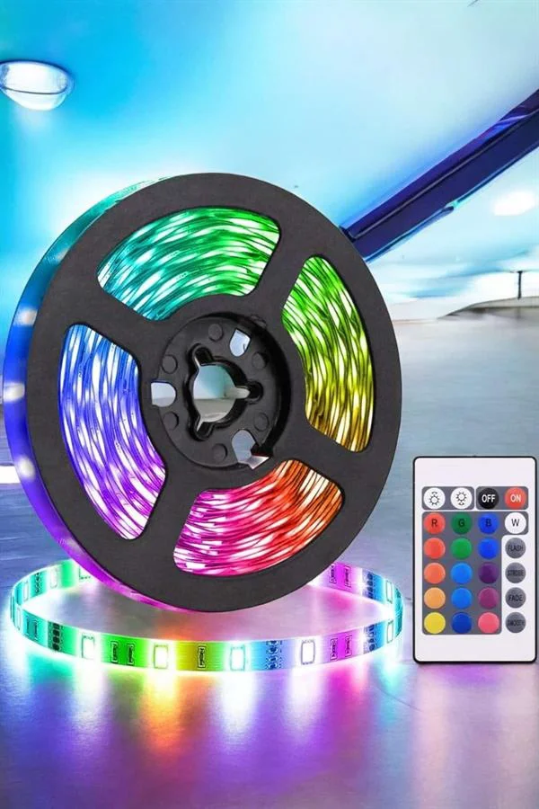 5 Metre Şerit Led Rgb Işıklı Kumandalı Güç Adaptörü Her Ortama Uygun - Lisinya Diğer