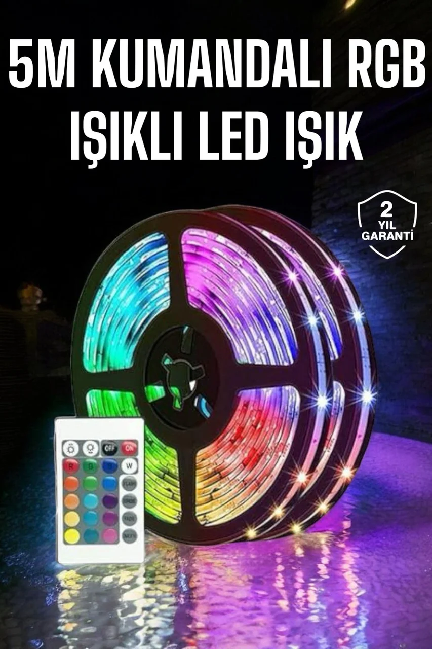 5 Metre Şerit Led Rgb Işıklı Kumandalı Güç Adaptörü Her Ortama Uygun Diğer