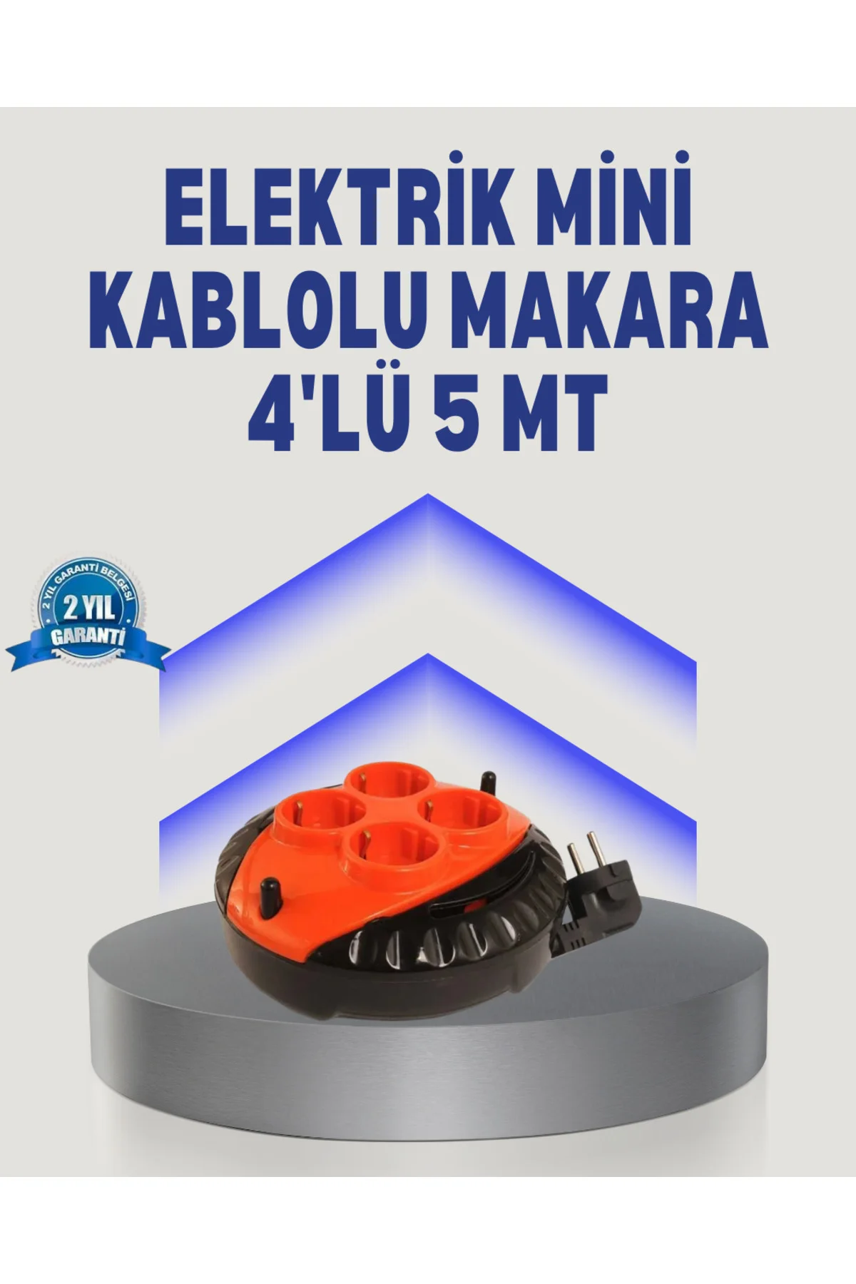 5 Metre Uzatma Kablolu 4 Prizli Makara Kırmızı