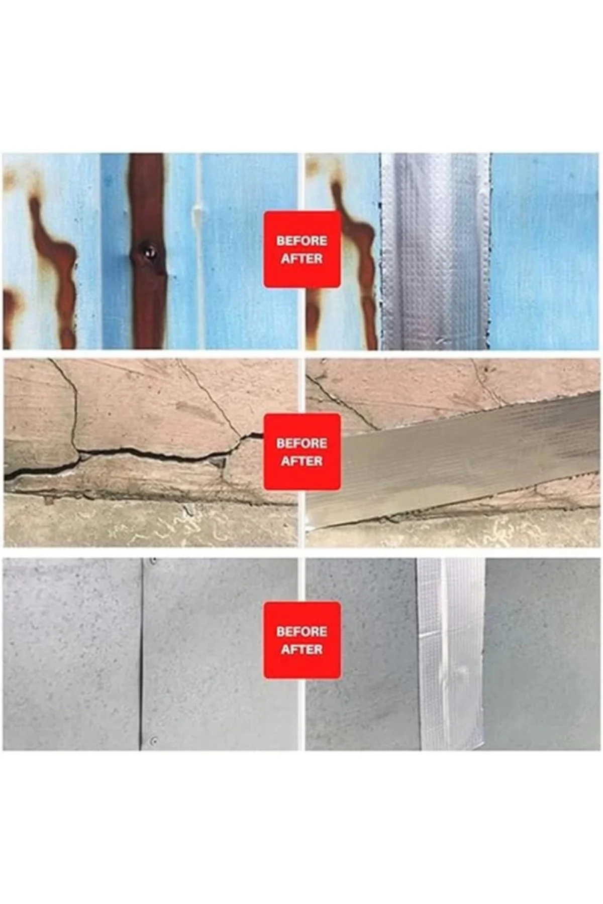 5 Metre x 10 cm Alüminyum Su Geçirmez Bant,Sızdırmazlık Bandı, Güçlendirilmiş Çamur Bant,