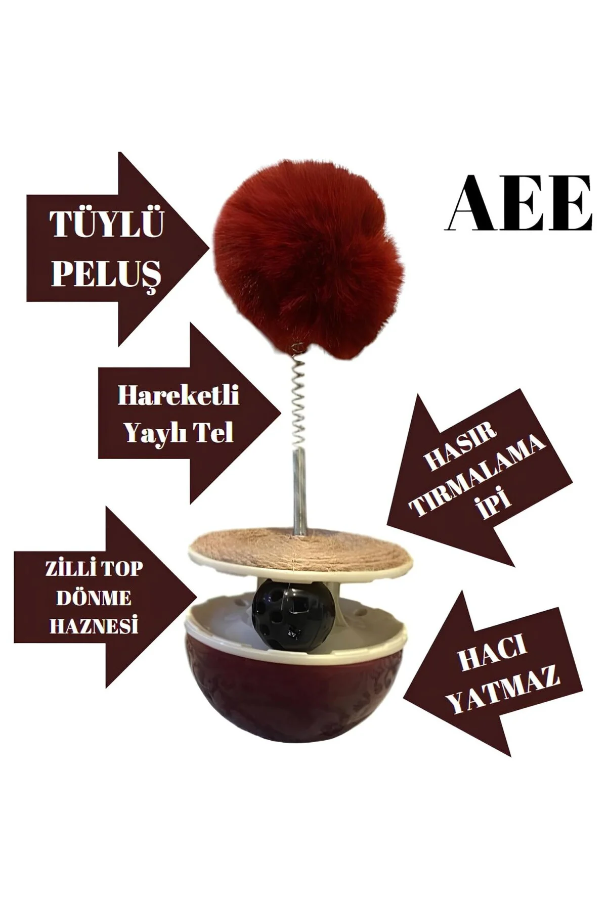 ® 5 Özellikli İnteraktif XL Kedi Oyuncağı Hacıyatmaz Tüylü Peluş 
